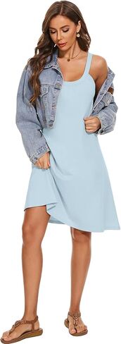 TAIPOVE ملابس نوم نسائية بدون أكمام مع حمالة صدر مدمجة من القطن برقبة رسن فساتين ناعمة ومريحة ملابس نوم لطيفة in Kuwait