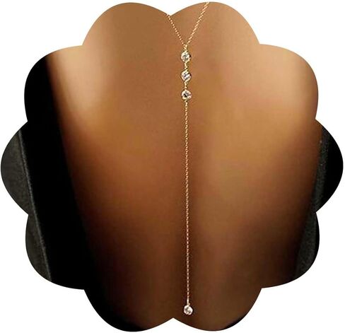 WZNBBOY مثير طويل شرابة خلفية قلادة كريستال بيكيني سلسلة الظهر قلادة الذهب حجر الراين قلادة عارية الذراعين الجسم سلسلة Y عارية الذراعين قلادة الصيف شاطئ الجسم قلادة مجوهرات للنساء in Kuwait