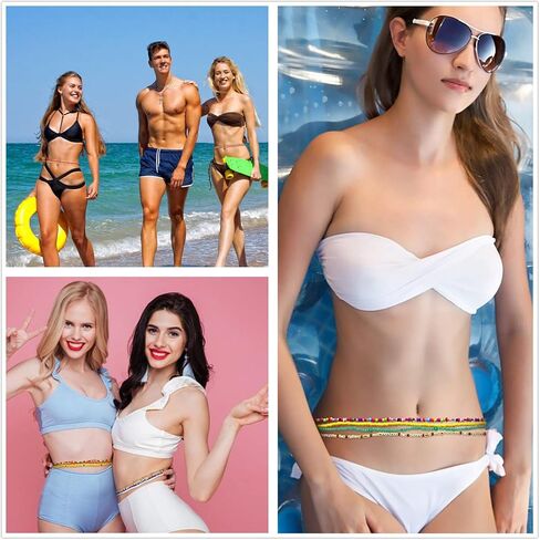 24 قطعة من خرز الخصر للنساء من Honsny، سلاسل الخصر للنساء، سلسلة الجسم، خرز البطن، سلسلة مرنة، خرز خصر أفريقي ملون، حجم كبير لفقدان مجوهرات بيكيني الشاطئ للنساء والفتيات in Kuwait