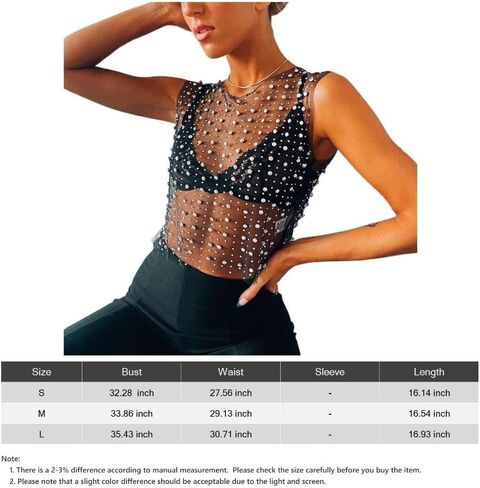 Andy's Orchids Women's Mesh T-Shirt, Pearl Rhinestone See Through, Sexy Crop Tops, Sleeveless Blouse, Mesh Blouse, Swimsuit Cover Up, Beach Cover-Ups, Summer Women Cover Up Crop Top Black in Saudi Arabia