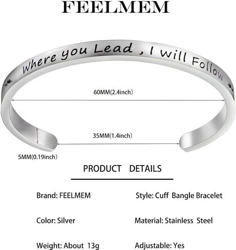 FEELMEM Where You Lead I Will Follow Friendship Bracelet Mother Daughter Jewelry Best Friend Gift in Saudi Arabia