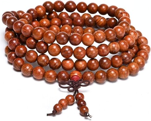 Caiyao Unisex 108 Natural Wood 6mm Beads Bracelet Mala Prayer Beads Necklace Buddhist Rosary Meditation Yoga Stretch Bracelet Elastic Natural Ebony Sandalwood Tibetan Beads Bracelet Jewelry in Saudi Arabia