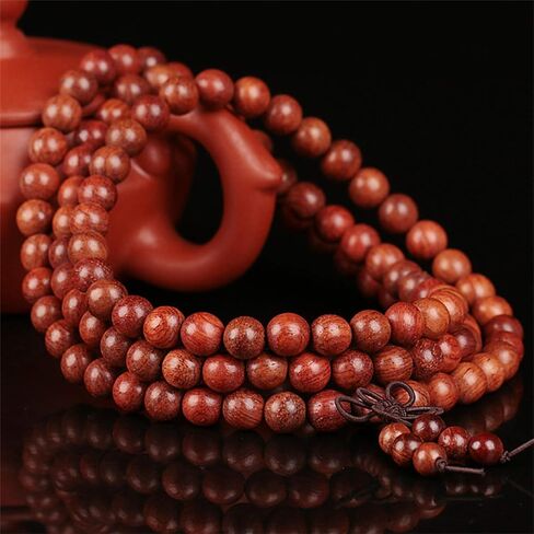 Caiyao Unisex 108 Natural Wood 6mm Beads Bracelet Mala Prayer Beads Necklace Buddhist Rosary Meditation Yoga Stretch Bracelet Elastic Natural Ebony Sandalwood Tibetan Beads Bracelet Jewelry in Saudi Arabia