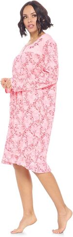 Casual Nights Women's Long Sleeve Nightgown | Printed Henley Sleepwear Nightshirt in Saudi Arabia