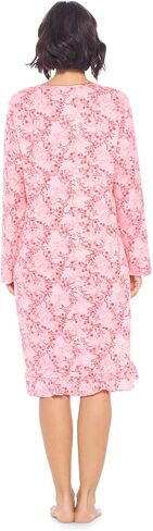 Casual Nights Women's Long Sleeve Nightgown | Printed Henley Sleepwear Nightshirt in Saudi Arabia