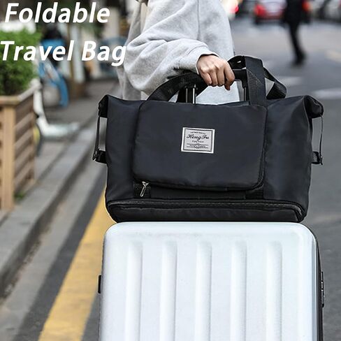 INVODA Travel Duffel Bag For Women and Men Waterproof Expandable Weekender Overnight Bag Carry on Tote Bag Dry Wet Separation Swim Sports Travel Gym Bag (Light Pink) in Saudi Arabia