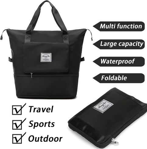 INVODA Travel Duffel Bag For Women and Men Waterproof Expandable Weekender Overnight Bag Carry on Tote Bag Dry Wet Separation Swim Sports Travel Gym Bag (Light Pink) in Saudi Arabia