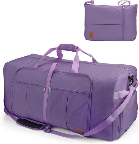 100L Travel Duffle Bag for Men, 32" Large Duffel Bag for Travel with Shoe Compartment Foldable Overnight Travel Weekender Bag Gym Bag for Men Women Waterproof & Tear Resistant (Purple, 100L) in Saudi Arabia