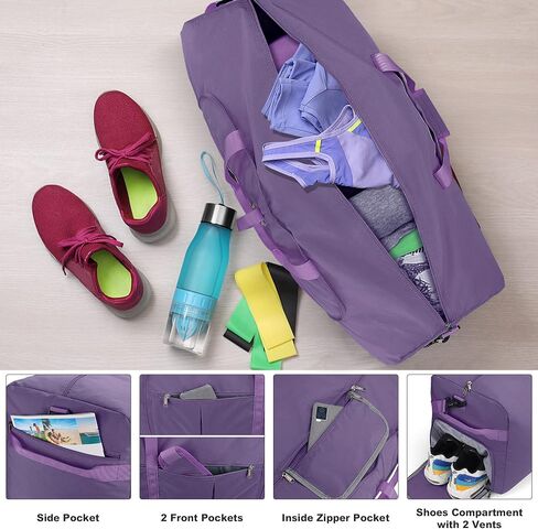 100L Travel Duffle Bag for Men, 32" Large Duffel Bag for Travel with Shoe Compartment Foldable Overnight Travel Weekender Bag Gym Bag for Men Women Waterproof & Tear Resistant (Purple, 100L) in Saudi Arabia