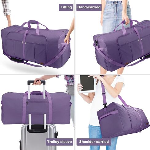 100L Travel Duffle Bag for Men, 32" Large Duffel Bag for Travel with Shoe Compartment Foldable Overnight Travel Weekender Bag Gym Bag for Men Women Waterproof & Tear Resistant (Purple, 100L) in Saudi Arabia