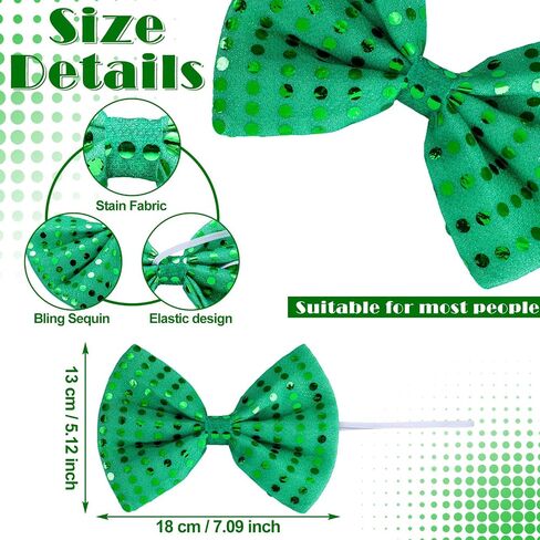 ShinyMatch 12 Pcs St. Patrick's Day Sequin Bow Tie Men's Green Sequin Banded Bow Ties Glitter Bow Tie for Leprechaun Cosplay Costume Accessories Party Supplies in Saudi Arabia