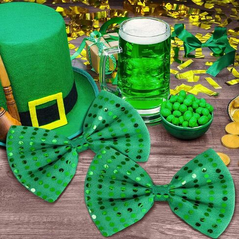 ShinyMatch 12 Pcs St. Patrick's Day Sequin Bow Tie Men's Green Sequin Banded Bow Ties Glitter Bow Tie for Leprechaun Cosplay Costume Accessories Party Supplies in Saudi Arabia