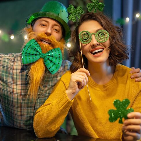 ShinyMatch 12 Pcs St. Patrick's Day Sequin Bow Tie Men's Green Sequin Banded Bow Ties Glitter Bow Tie for Leprechaun Cosplay Costume Accessories Party Supplies in Saudi Arabia