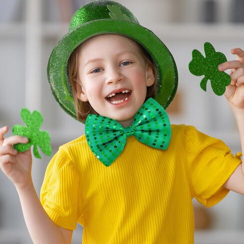 ShinyMatch 12 Pcs St. Patrick's Day Sequin Bow Tie Men's Green Sequin Banded Bow Ties Glitter Bow Tie for Leprechaun Cosplay Costume Accessories Party Supplies in Saudi Arabia