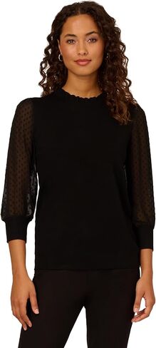 Adrianna Papell Women's Clip Dot Sleeve Twofer Sweater in Saudi Arabia