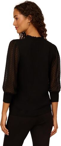 Adrianna Papell Women's Clip Dot Sleeve Twofer Sweater in Saudi Arabia