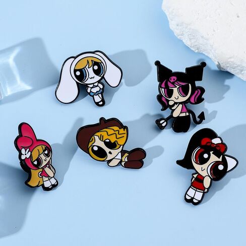 5 قطع من دبابيس الرسوم المتحركة Powerpuf Girls، دبابيس الأفلام التلفزيونية للنساء والرجال والفتيات والأولاد in Kuwait