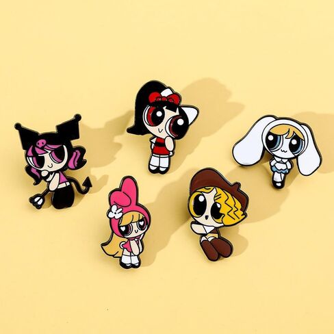 5 قطع من دبابيس الرسوم المتحركة Powerpuf Girls، دبابيس الأفلام التلفزيونية للنساء والرجال والفتيات والأولاد in Kuwait