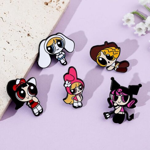 5 قطع من دبابيس الرسوم المتحركة Powerpuf Girls، دبابيس الأفلام التلفزيونية للنساء والرجال والفتيات والأولاد in Kuwait