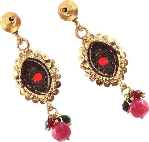 Jewar Necklace Set Ad Cz Gold Plated Two Tone Multi-Stones Indian Jewelry For Women & Girls in Saudi Arabia