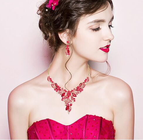 chaoyite Leaf Shape Bridal Costume Jewelry for Bride Wedding Necklace Earrings Bracelet Ring Sets Prom Dress Accessories in Saudi Arabia