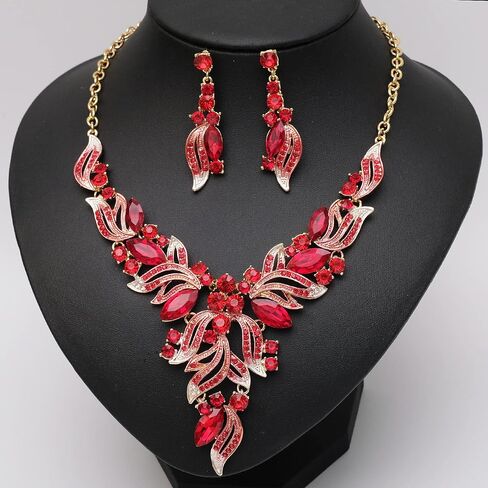 chaoyite Leaf Shape Bridal Costume Jewelry for Bride Wedding Necklace Earrings Bracelet Ring Sets Prom Dress Accessories in Saudi Arabia