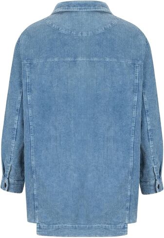 Kedera Women's Retro Distressed Corduroy Shacket Jacket Oversized Midi-Long Fringe Fall Winter Shirt Coats in Saudi Arabia