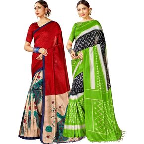 مجموعة أزياء إلينا مكونة من قطعتين من الساري الهندي للسيدات من ميسور آرت حرير مطبوع لحفلات الزفاف الهندية || ديوالي هدية كومبو ساري in Kuwait