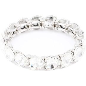 Lavencious Heart Shape Rhinestones Elastic Stretch Bracelet for Women