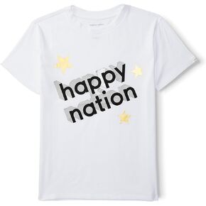 تي شيرت قطني مريح بأكمام قصيرة للفتيات من Happy Nation