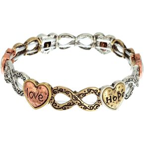 PammyJ Faith Hope Love Tri Tone Heart Infinity Stretch Bracelet in Kuwait