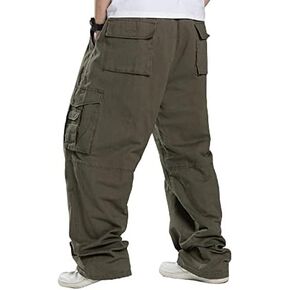 TONASU Plus Size Men's Cargo Pants Hip Hop Casual Baggy Sweatpants Elastic Waist Loose Fit Zipper Jogger Workwear