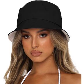 قبعة سادبيك الصلبة اللون دلو للنساء الرجال، قابلة للعكس القطن الصيف الشمس شاطئ الصيد كاب in Kuwait