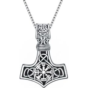 VENACOLY فايكنغ ثور المطرقة قلادة S925 فضة فايكنغ البوصلة تميمة قلادة نورس سلتيك باقان رمز مجوهرات هدايا للرجال النساء in Kuwait