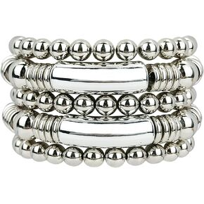 أساور ذهبية سوار للنساء مكتنزة منحنية التراص مطلي حبة الكرة أساور قابلة للتمدد in Kuwait