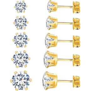 925 Sterling Silver Stud Earrings Set for Women Men Gemstone Small Multiple Ear Piercings Cartilage Helix Jewelry Hypoallergenic
