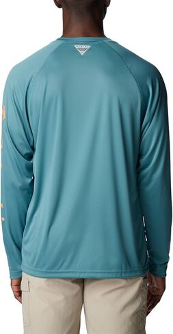Columbia Men's Terminal Tackle Long Sleeve Shirt, Tranquil Teal/Orange Reef Logo, X-Large in Saudi Arabia