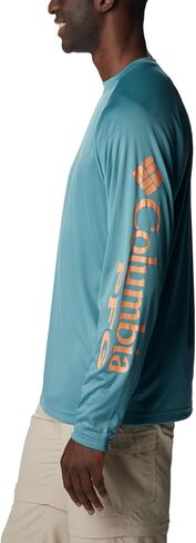 Columbia Men's Terminal Tackle Long Sleeve Shirt, Tranquil Teal/Orange Reef Logo, X-Large in Saudi Arabia