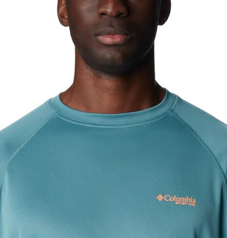 Columbia Men's Terminal Tackle Long Sleeve Shirt, Tranquil Teal/Orange Reef Logo, X-Large in Saudi Arabia