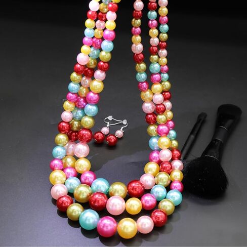 We We Three Layers Faux Pearl Necklace for Women Multi strand Pearl Necklace Earrings Set 1920s Pearl Costume Jewelry in Saudi Arabia