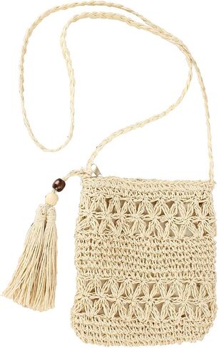 CHIC DIARY Small Straw Crossbody Bag Women Weave Rattan Shoulder Bag Beach Shoulder Purse with Tassel in Saudi Arabia