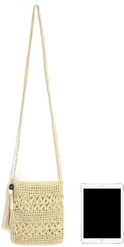 CHIC DIARY Small Straw Crossbody Bag Women Weave Rattan Shoulder Bag Beach Shoulder Purse with Tassel in Saudi Arabia
