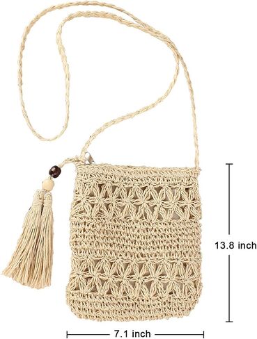 CHIC DIARY Small Straw Crossbody Bag Women Weave Rattan Shoulder Bag Beach Shoulder Purse with Tassel in Saudi Arabia