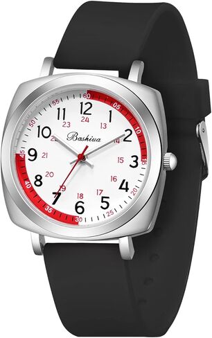 ساعة ممرضة BOSHIYA للمهنيين الطبيين والطلاب ساعة التمريض مع يد ثانية سهلة القراءة ساعة طبية مقاومة للماء للنساء والرجال، سوار سيليكون ناعم in Kuwait