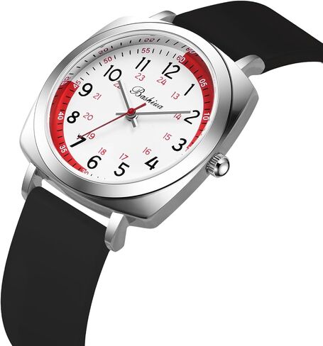 ساعة ممرضة BOSHIYA للمهنيين الطبيين والطلاب ساعة التمريض مع يد ثانية سهلة القراءة ساعة طبية مقاومة للماء للنساء والرجال، سوار سيليكون ناعم in Kuwait