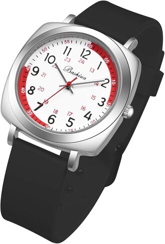 ساعة ممرضة BOSHIYA للمهنيين الطبيين والطلاب ساعة التمريض مع يد ثانية سهلة القراءة ساعة طبية مقاومة للماء للنساء والرجال، سوار سيليكون ناعم in Kuwait