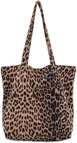 Leopard Tote Bag Women's Vintage Corduroy Suedette Zebra Shoulder Bag Large Slouchy Travel Bag in Saudi Arabia