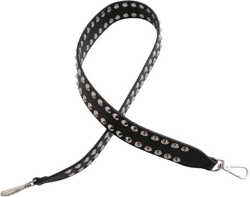 Artibetter Wide Leather Shoulder Bag Strap with siliver Studded Design Replacement Cross Body Handbag Purse Guitar Style Strap (Black) in Saudi Arabia