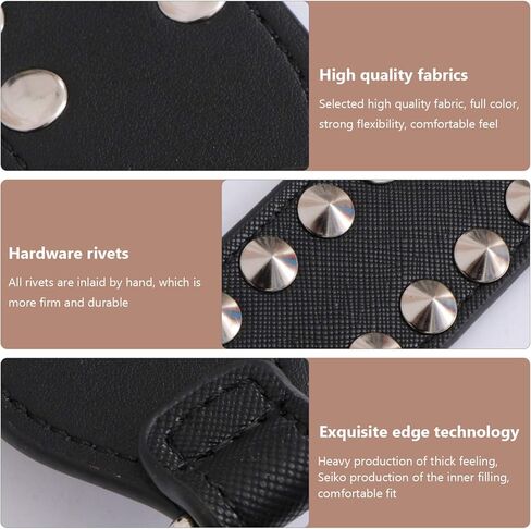 Artibetter Wide Leather Shoulder Bag Strap with siliver Studded Design Replacement Cross Body Handbag Purse Guitar Style Strap (Black) in Saudi Arabia