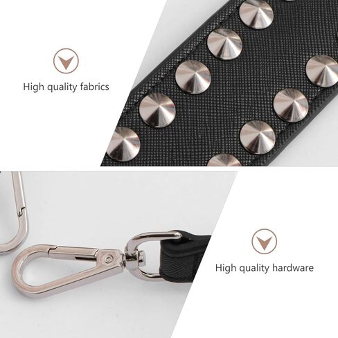 Artibetter Wide Leather Shoulder Bag Strap with siliver Studded Design Replacement Cross Body Handbag Purse Guitar Style Strap (Black) in Saudi Arabia